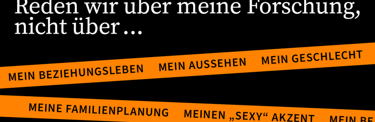 Das Kampagensujet mit orangen Bändern auf schwarzem Hintergrund. Über den Bändern steht 