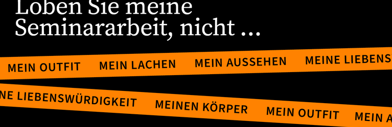 Kampagnensujet mit orangen Absperrbändern.  Über den Bändern steht 