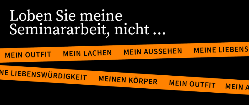 Kampagnensujet mit orangen Absperrbändern.  Über den Bändern steht 