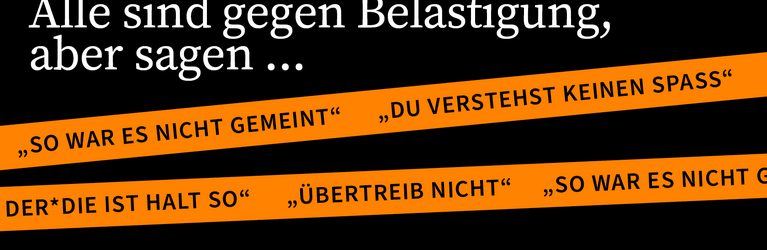 Kampagnensujet mit orangen Absperrbändern. Über den Bändern steht 