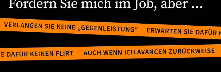 Kampagnensujet mit orangen Absperrbändern. Über den Bändern steht 